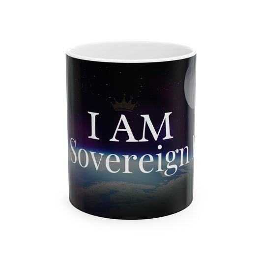 I Am God, Sovereign, Free - Script Ceramic Mug, (11oz, 15oz)
