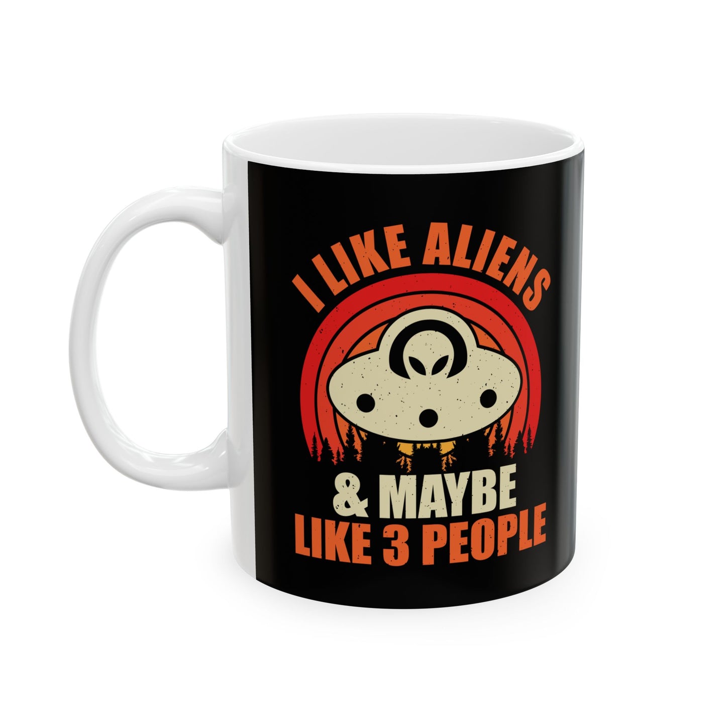 I Prefer Aliens - Black Ceramic Mug, (11oz, 15oz)