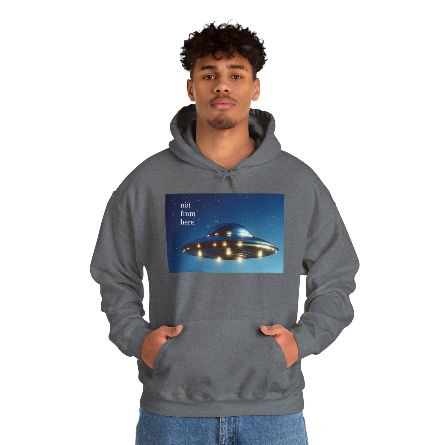"Not From Here" UFO - Multi-Colors Unisex Hoodie