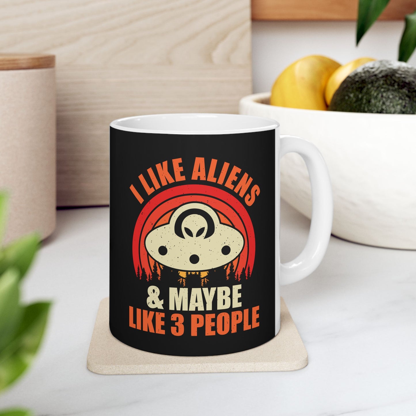 I Prefer Aliens - Black Ceramic Mug, (11oz, 15oz)