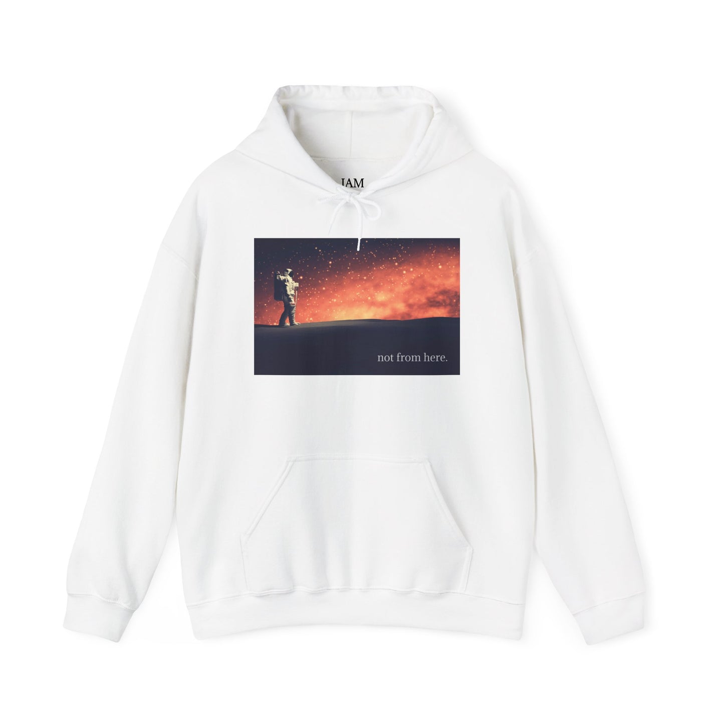 Astronaut Walking - "Not From Here" - Multi-Colors Unisex Hoodie