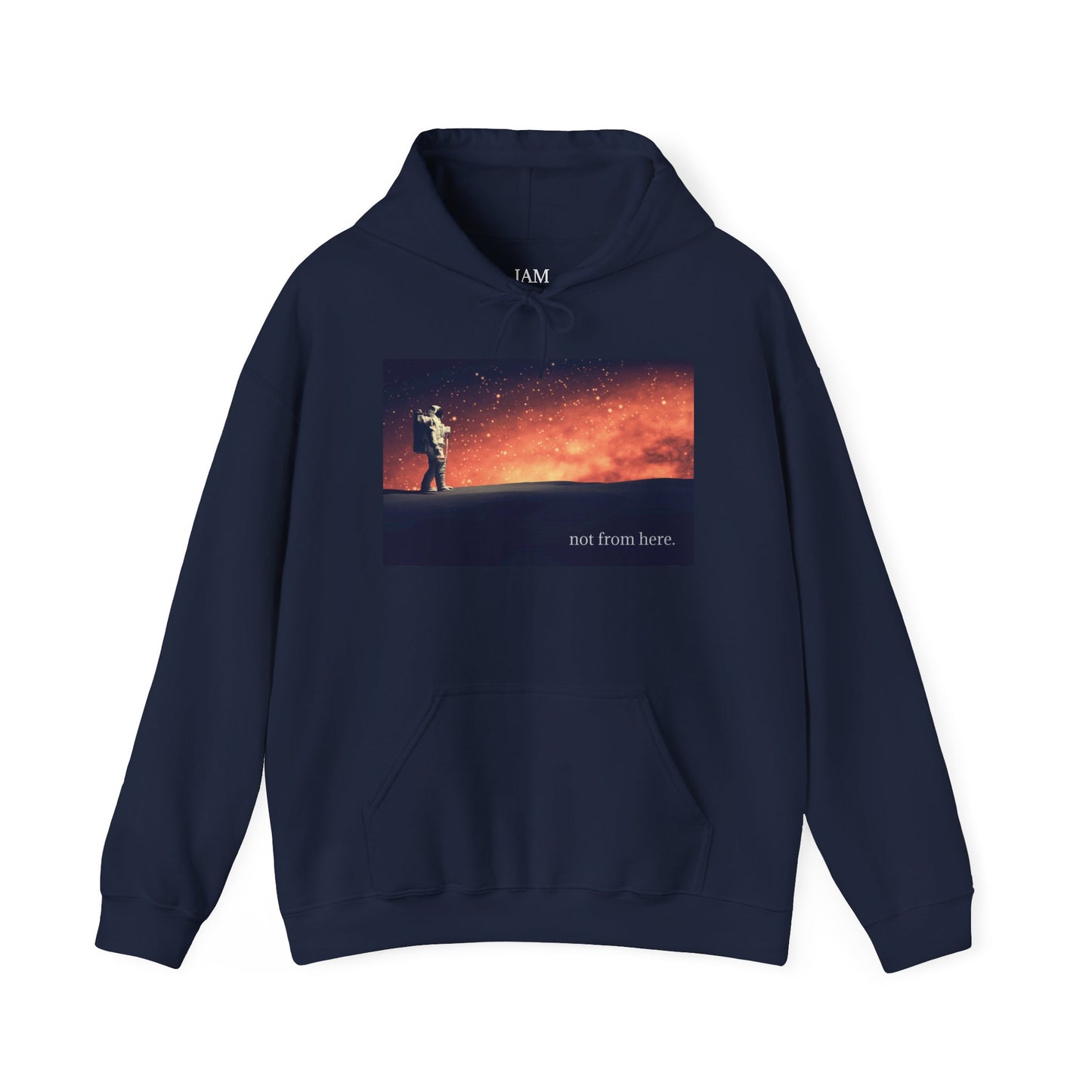 Astronaut Walking - "Not From Here" - Multi-Colors Unisex Hoodie