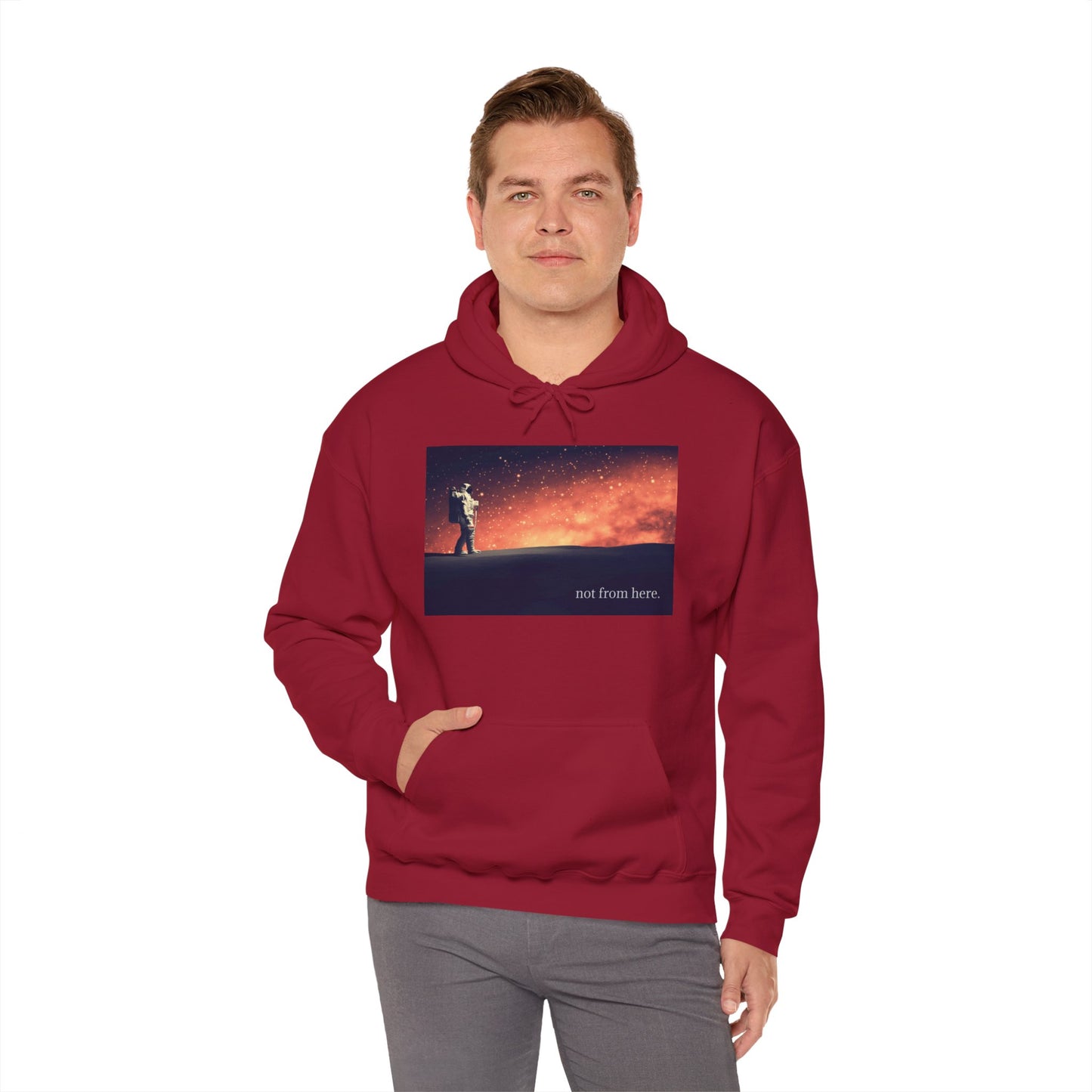 Astronaut Walking - "Not From Here" - Multi-Colors Unisex Hoodie