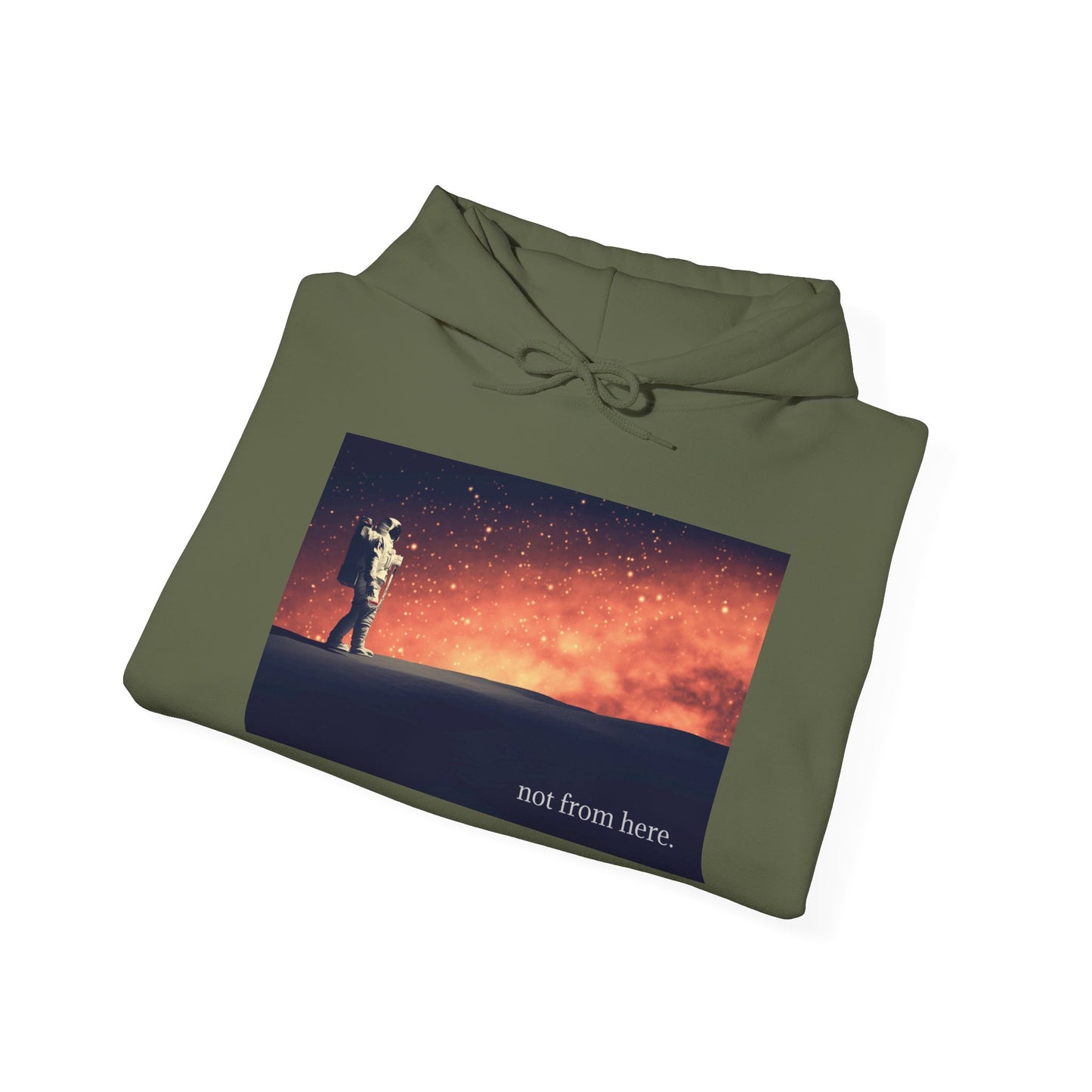 Astronaut Walking - "Not From Here" - Multi-Colors Unisex Hoodie