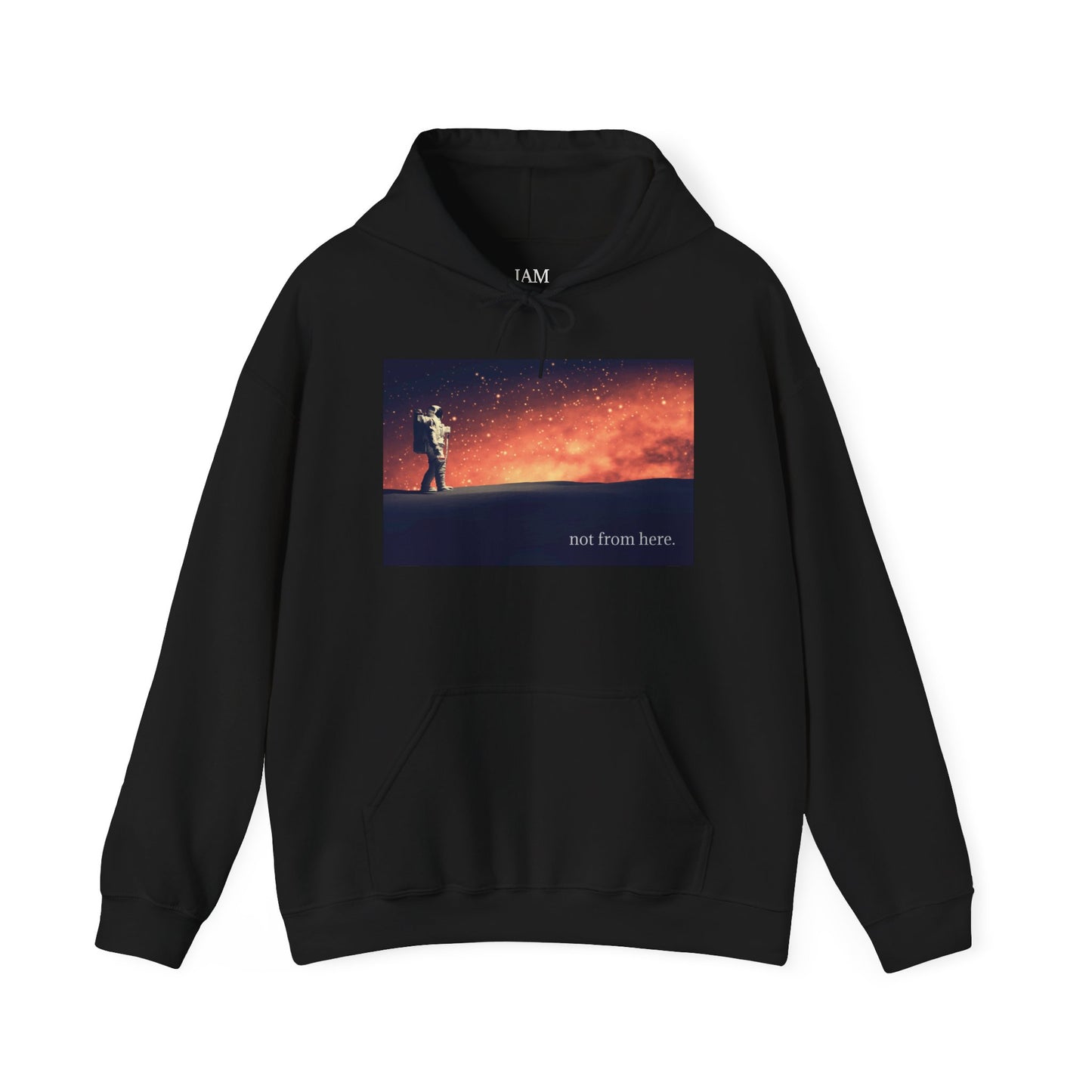 Astronaut Walking - "Not From Here" - Multi-Colors Unisex Hoodie