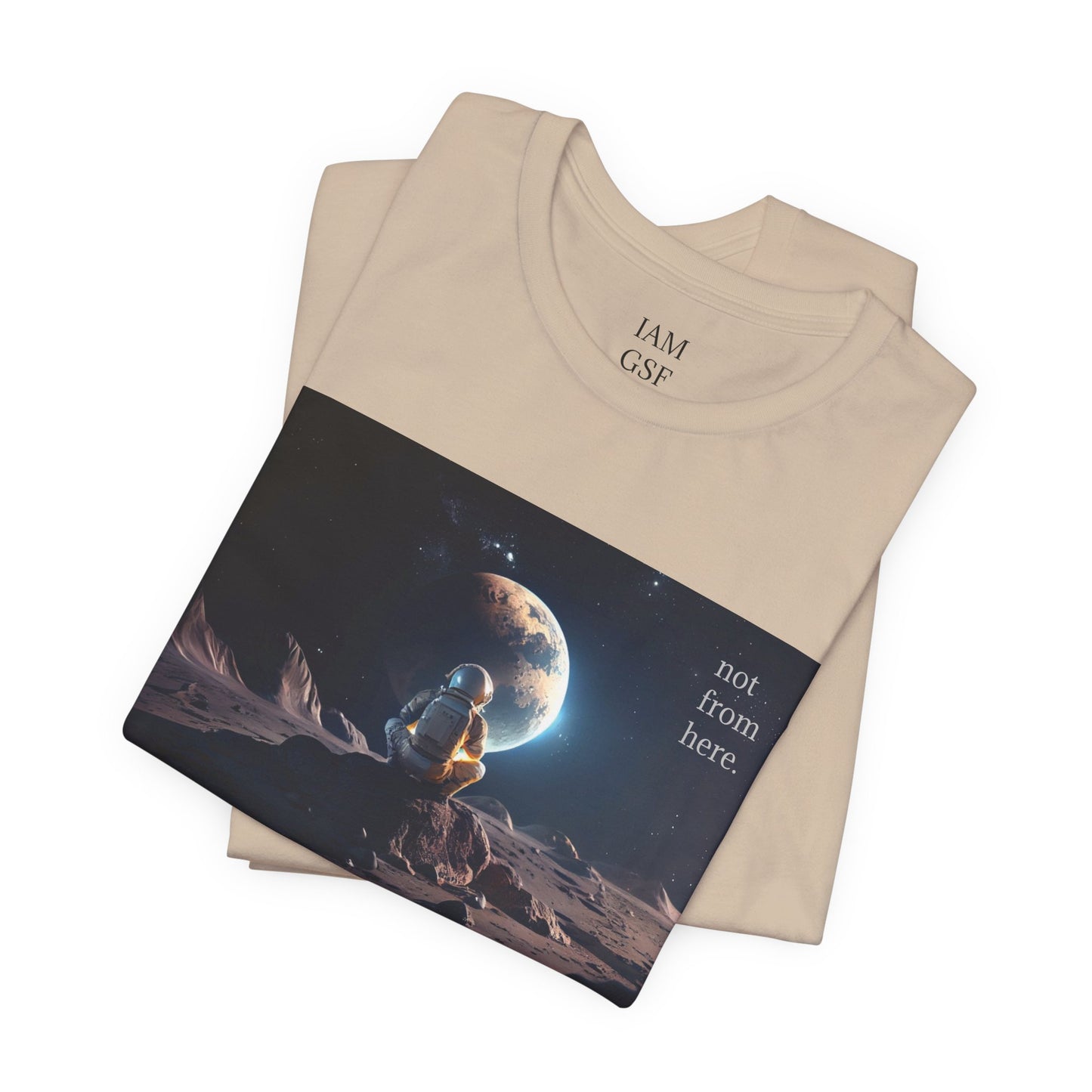 Astronaut Gazing - "Not From Here" - Multi-Colors Unisex T-Shirt
