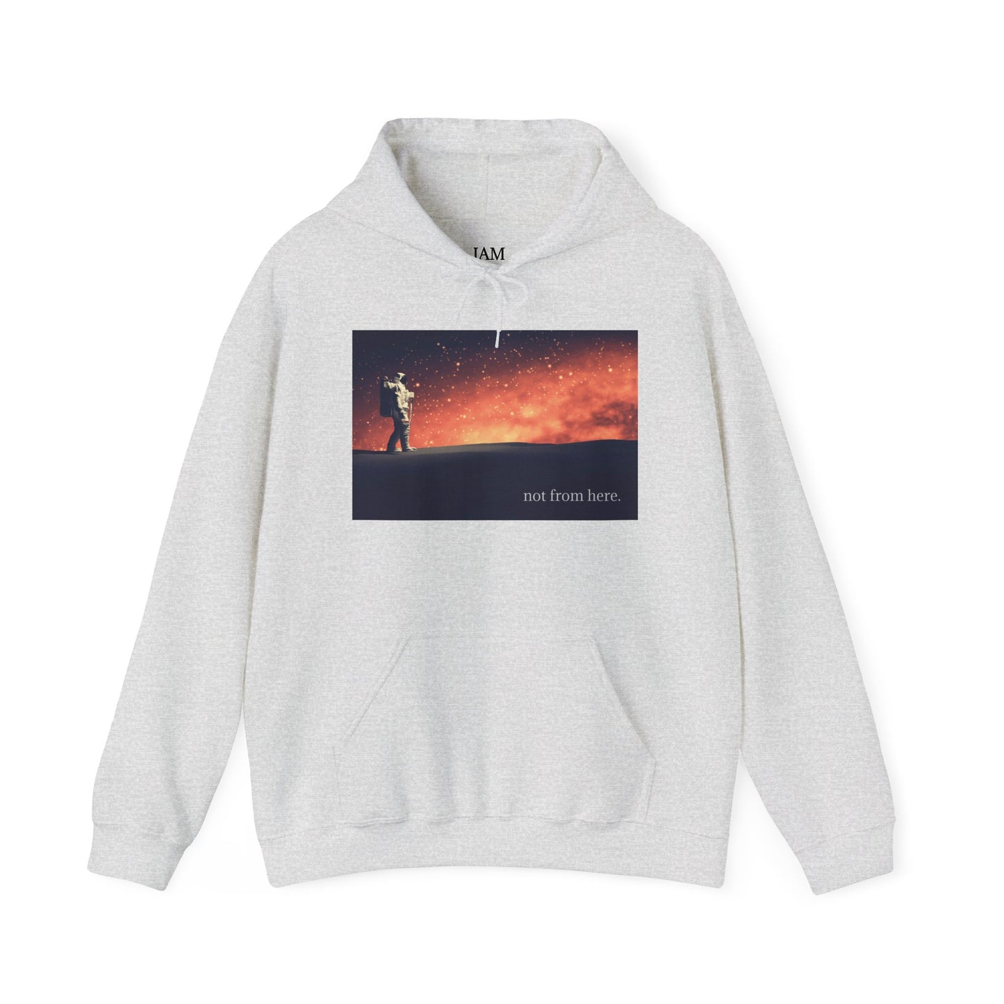 Astronaut Walking - "Not From Here" - Multi-Colors Unisex Hoodie