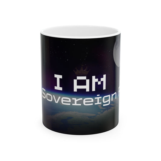 I Am God, Sovereign, Free - Computer Font Ceramic Mug, (11oz, 15oz)