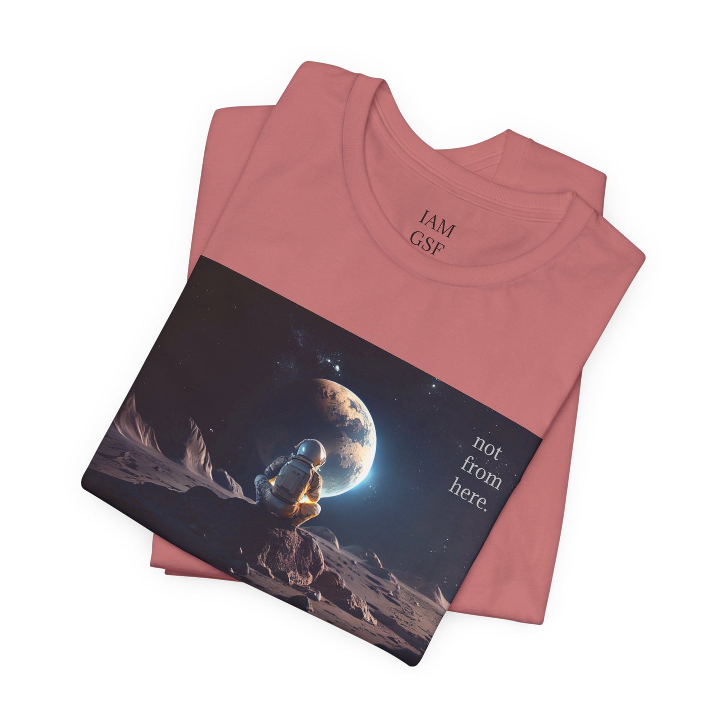 Astronaut Gazing - "Not From Here" - Multi-Colors Unisex T-Shirt