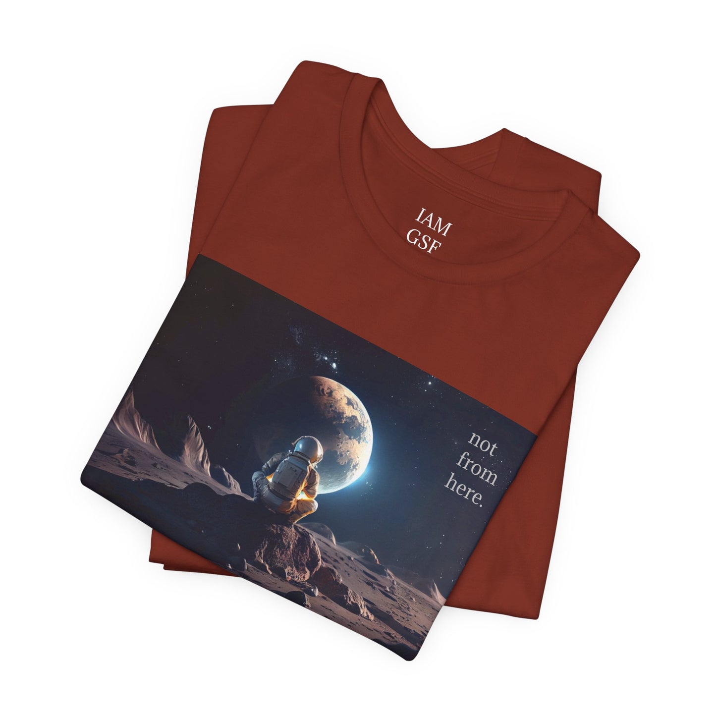 Astronaut Gazing - "Not From Here" - Multi-Colors Unisex T-Shirt