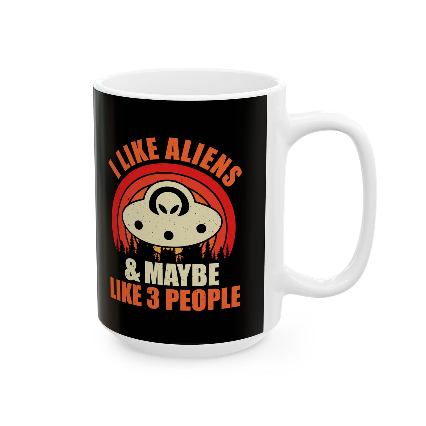 I Prefer Aliens - Black Ceramic Mug, (11oz, 15oz)