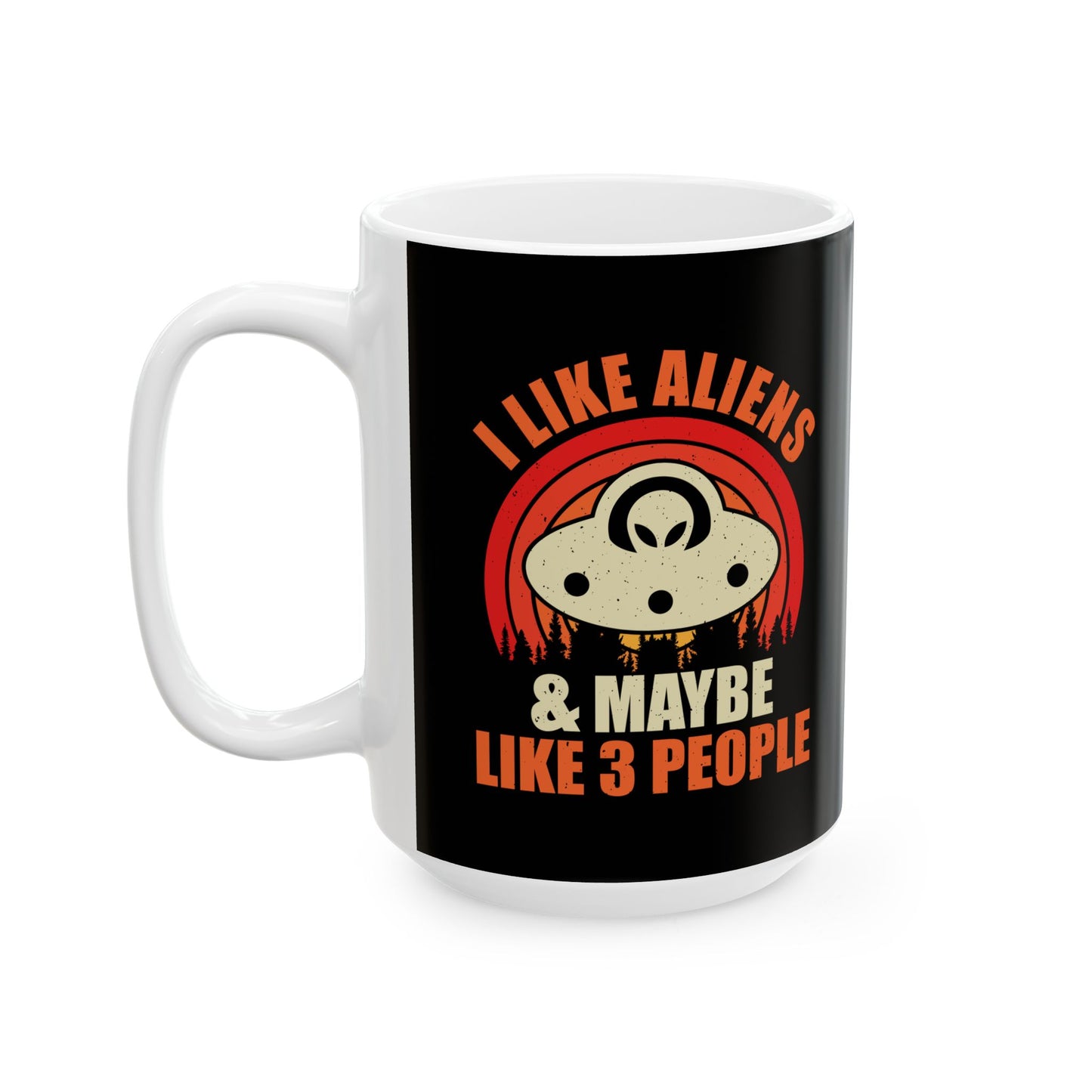 I Prefer Aliens - Black Ceramic Mug, (11oz, 15oz)