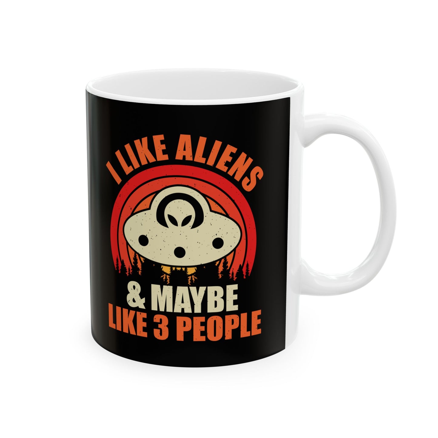 I Prefer Aliens - Black Ceramic Mug, (11oz, 15oz)