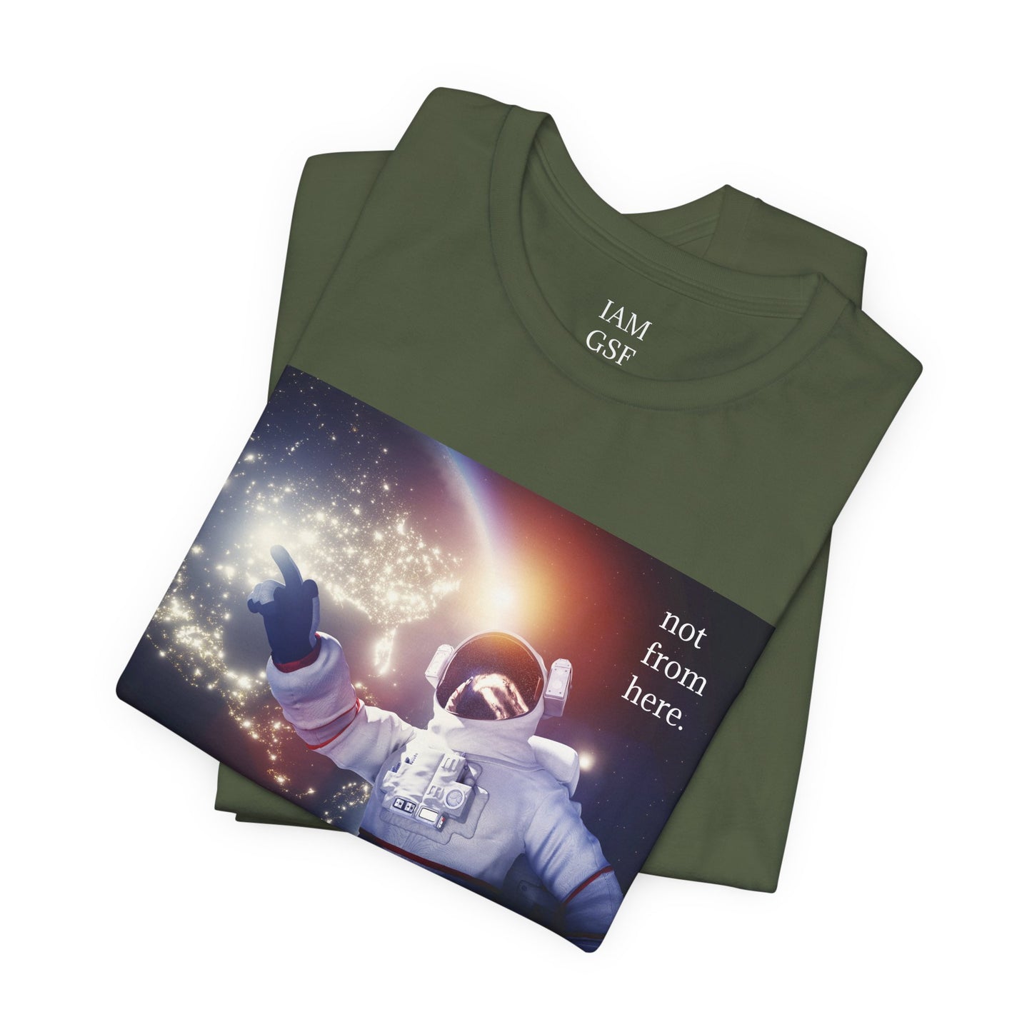 Astronaut Floating - "Not From Here" - Multi-Colors Unisex T-shirt