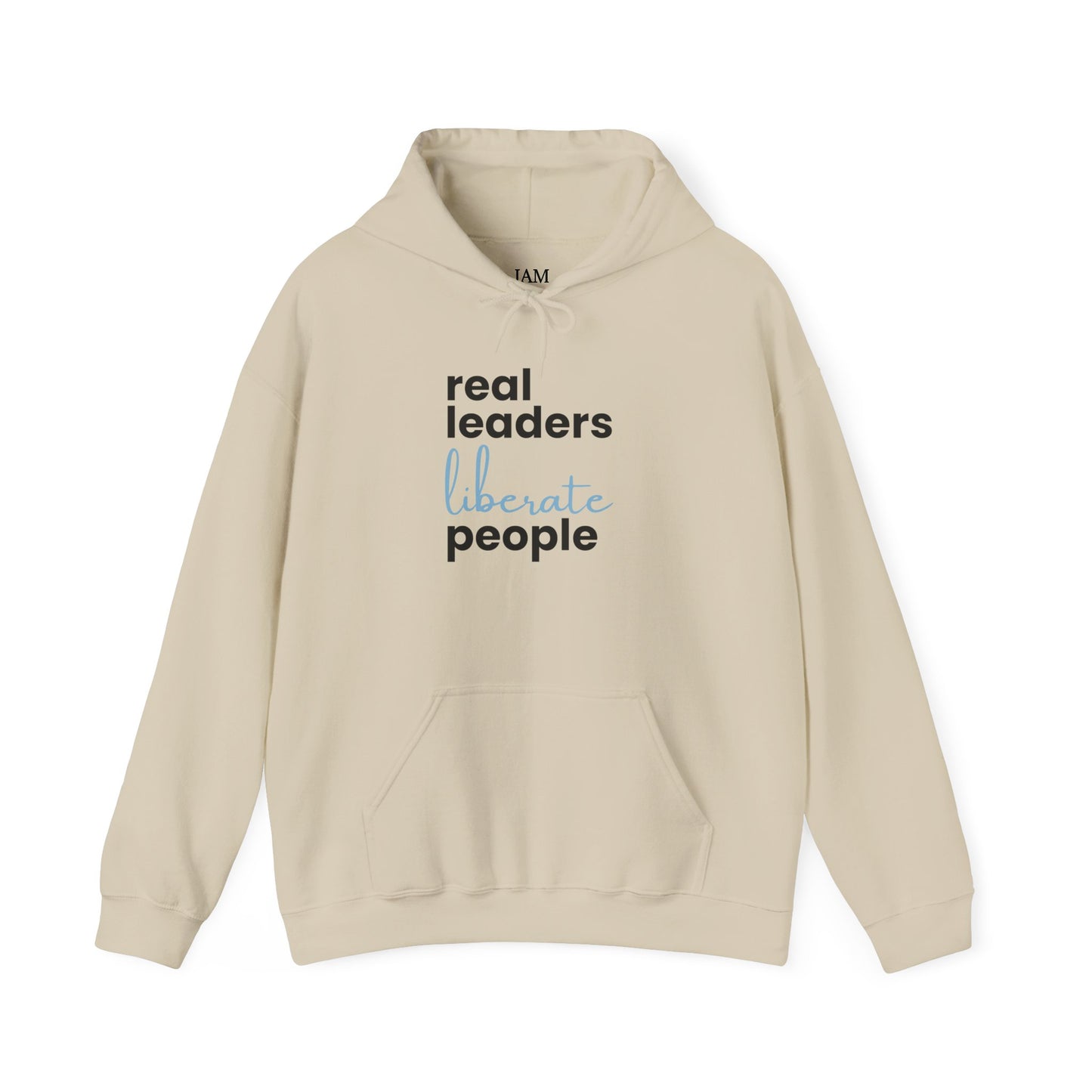 Real Leaders Liberate People - BLUE TEXT - Gildon Unisex Hoodie