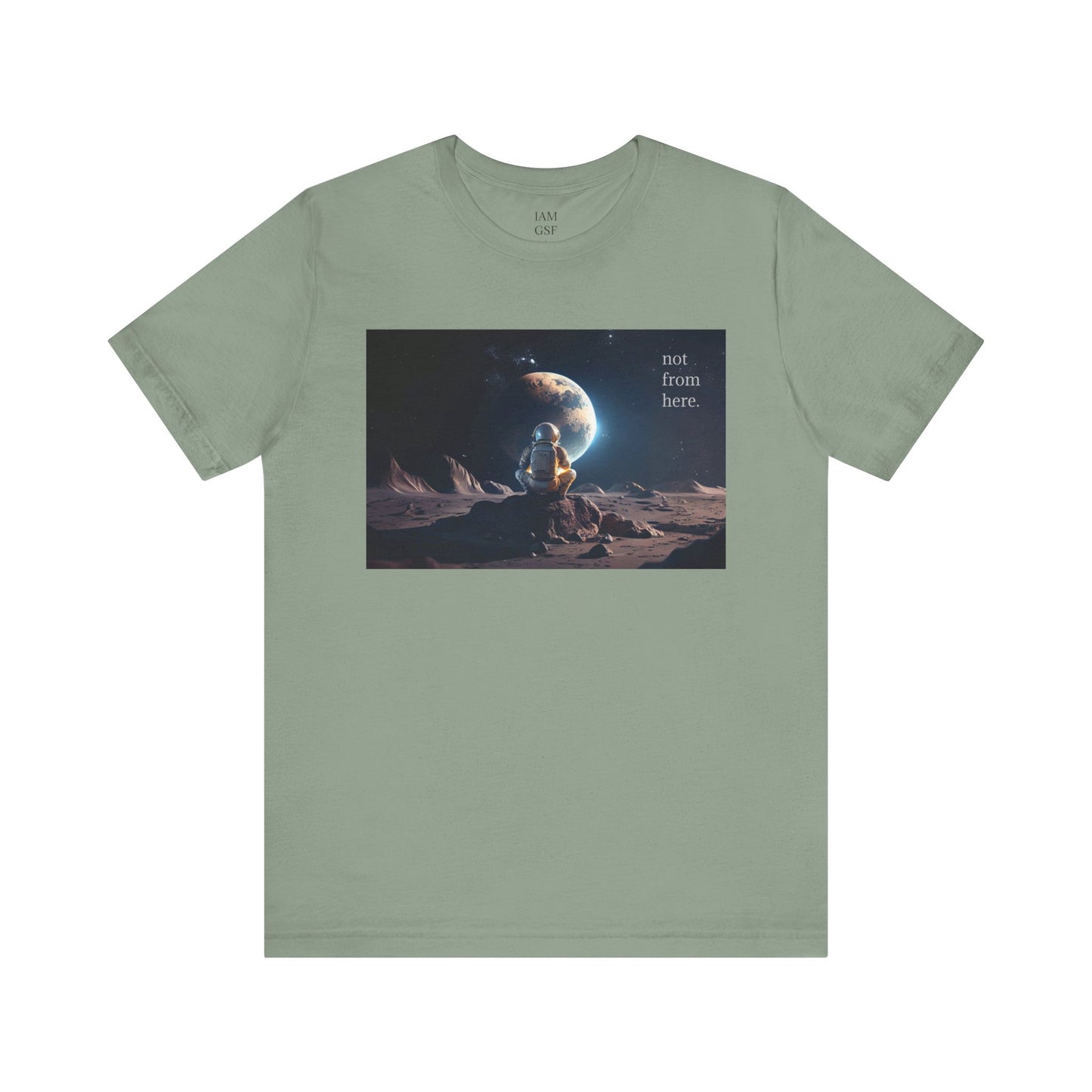 Astronaut Gazing - "Not From Here" - Multi-Colors Unisex T-Shirt