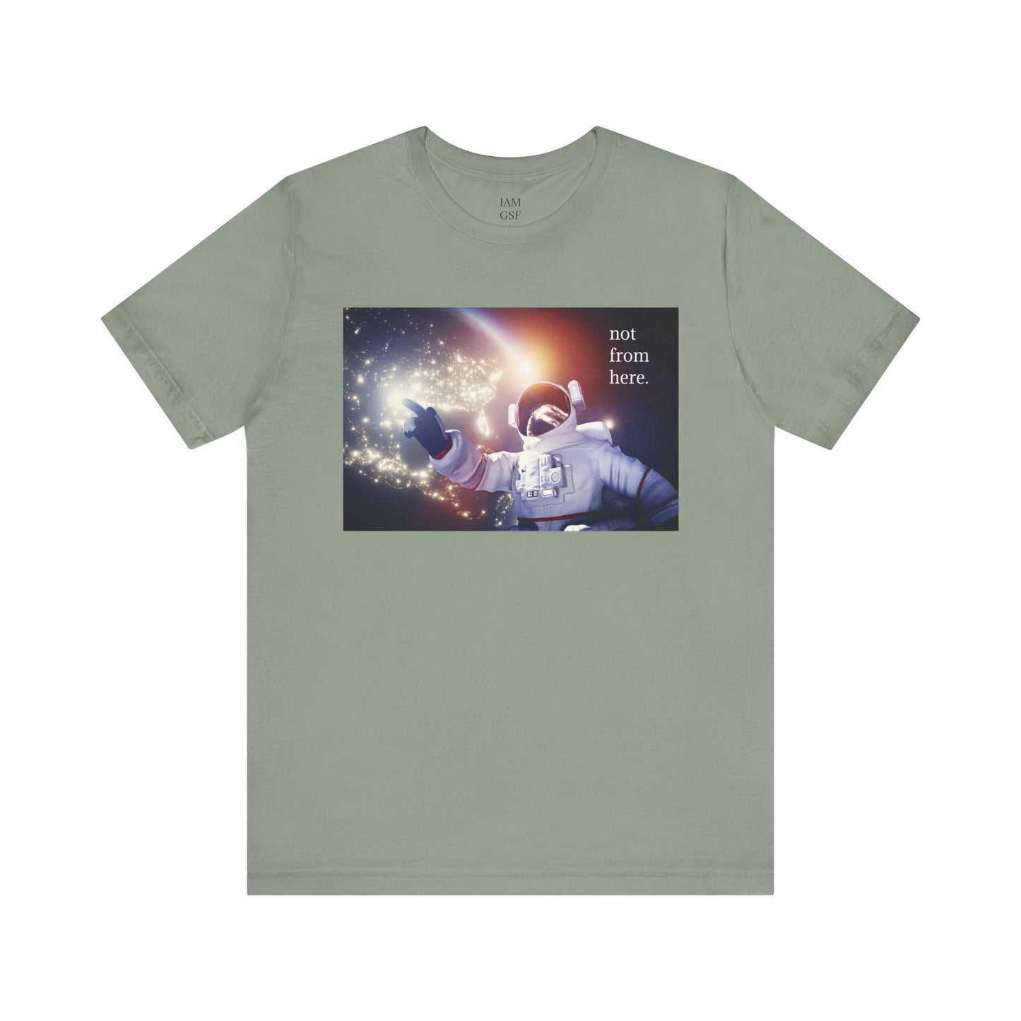 Astronaut Floating - "Not From Here" - Multi-Colors Unisex T-shirt