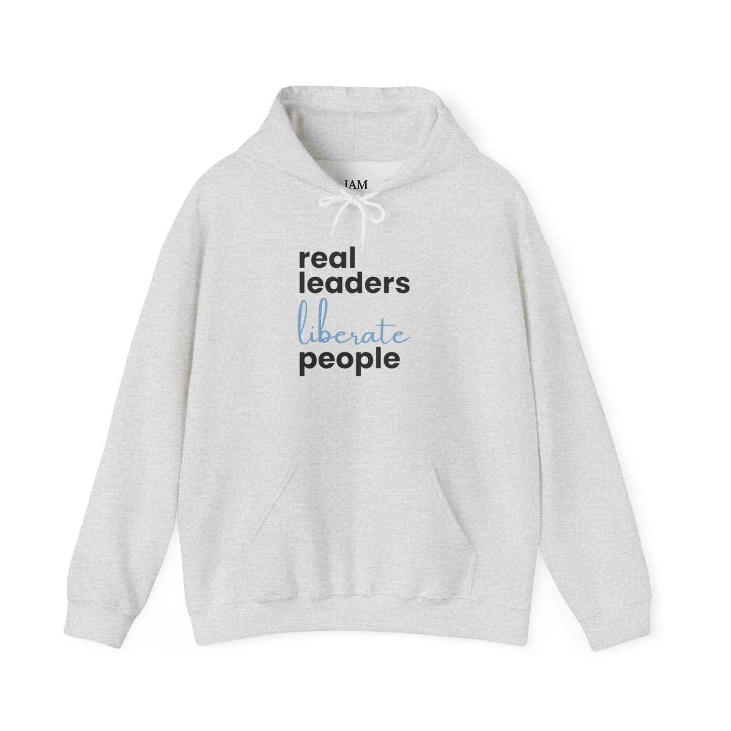 Real Leaders Liberate People - BLUE TEXT - Gildon Unisex Hoodie
