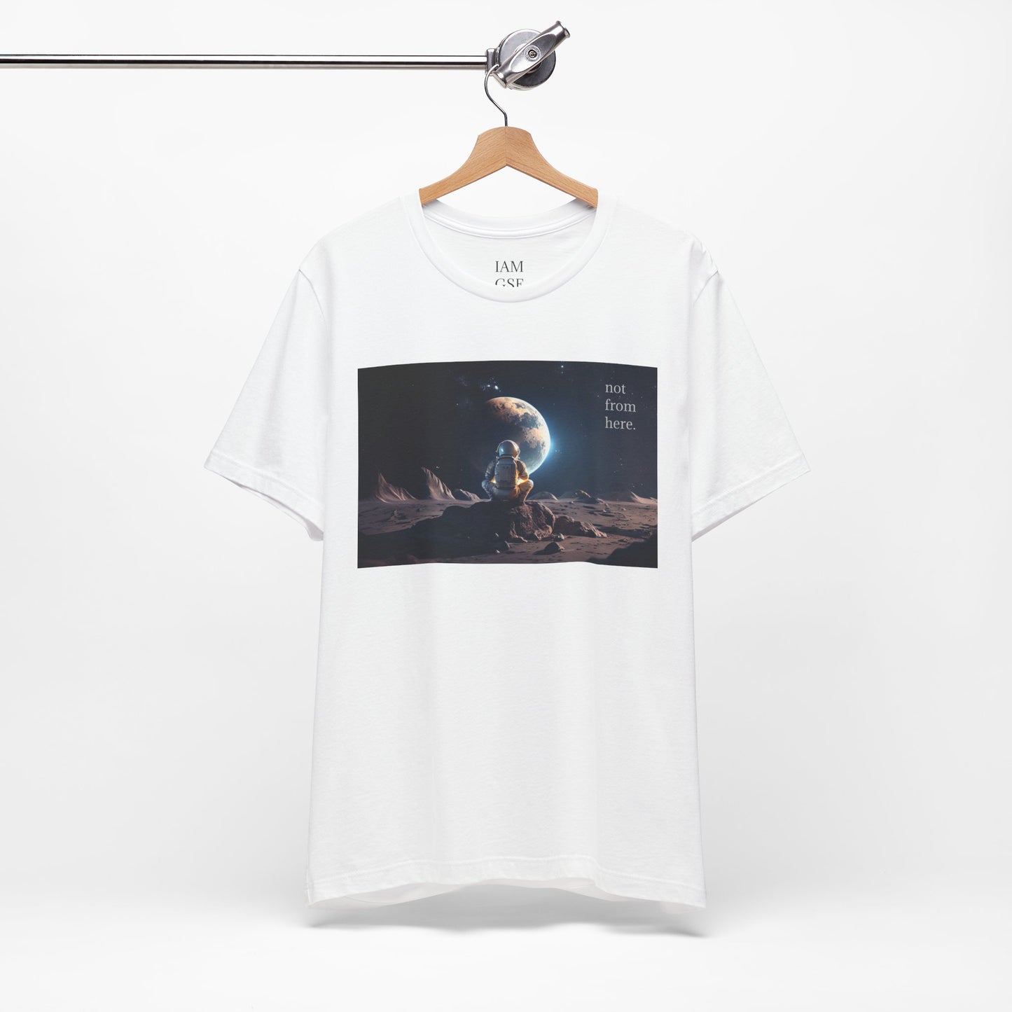 Astronaut Gazing - "Not From Here" - Multi-Colors Unisex T-Shirt