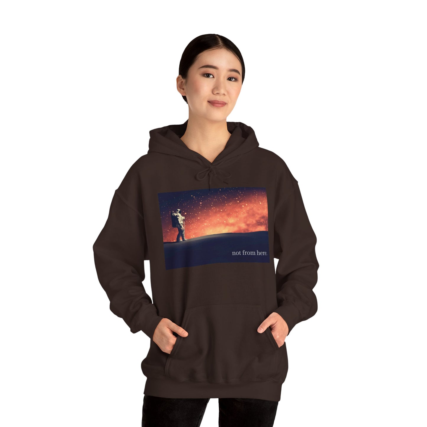 Astronaut Walking - "Not From Here" - Multi-Colors Unisex Hoodie