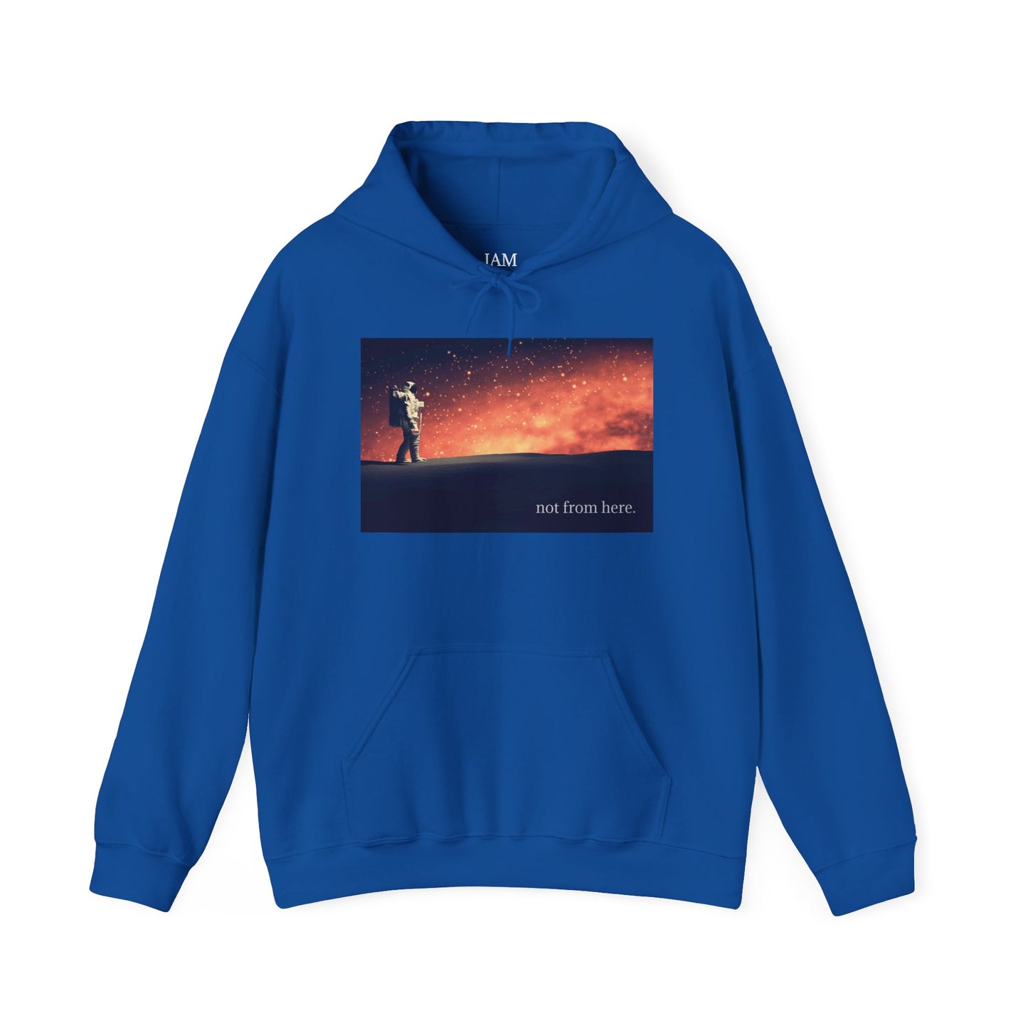 Astronaut Walking - "Not From Here" - Multi-Colors Unisex Hoodie