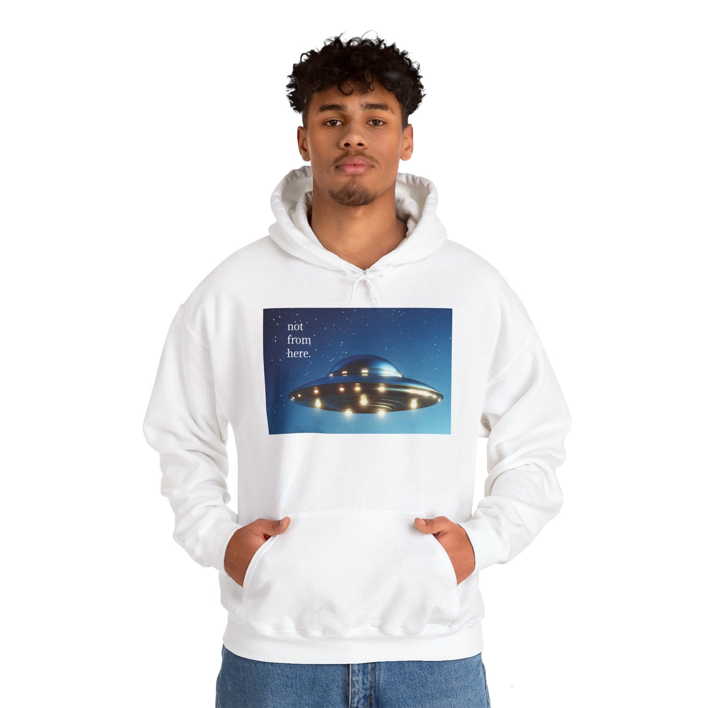 "Not From Here" UFO - Multi-Colors Unisex Hoodie