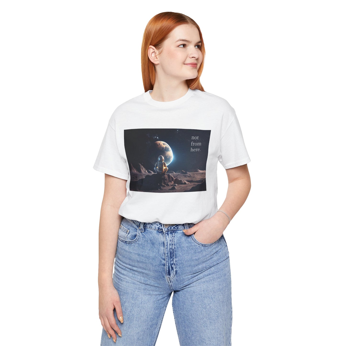 Astronaut Gazing - "Not From Here" - Multi-Colors Unisex T-Shirt