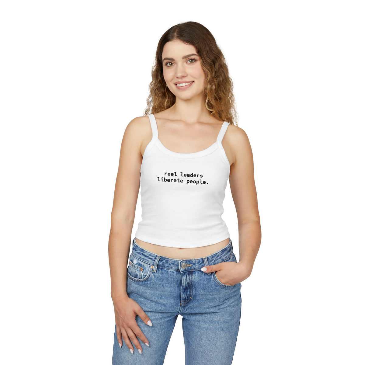 Real Leaders Liberate People - Spaghetti Tank Crop Top