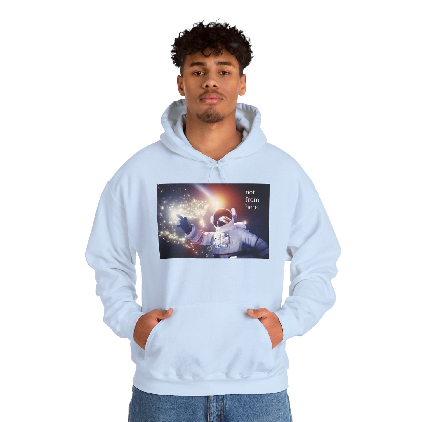 Astronaut Floating - "Not From Here" - Multi-Colors Unisex Hoodie