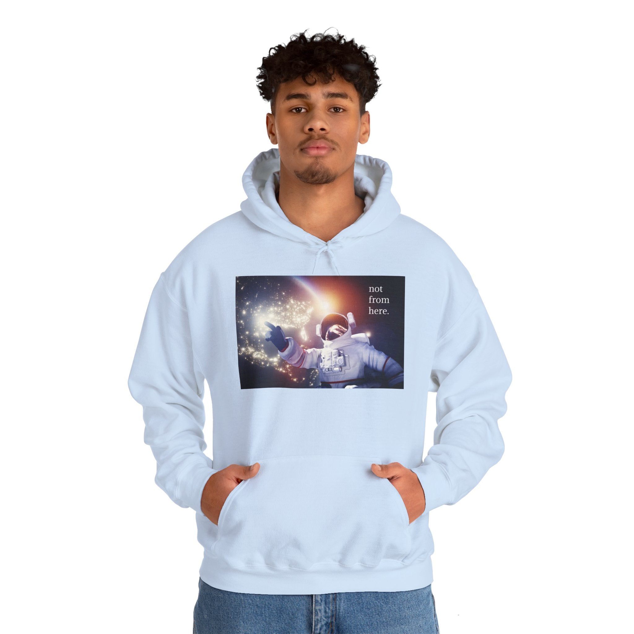 Astronaut Floating - "Not From Here" - Multi-Colors Unisex Hoodie