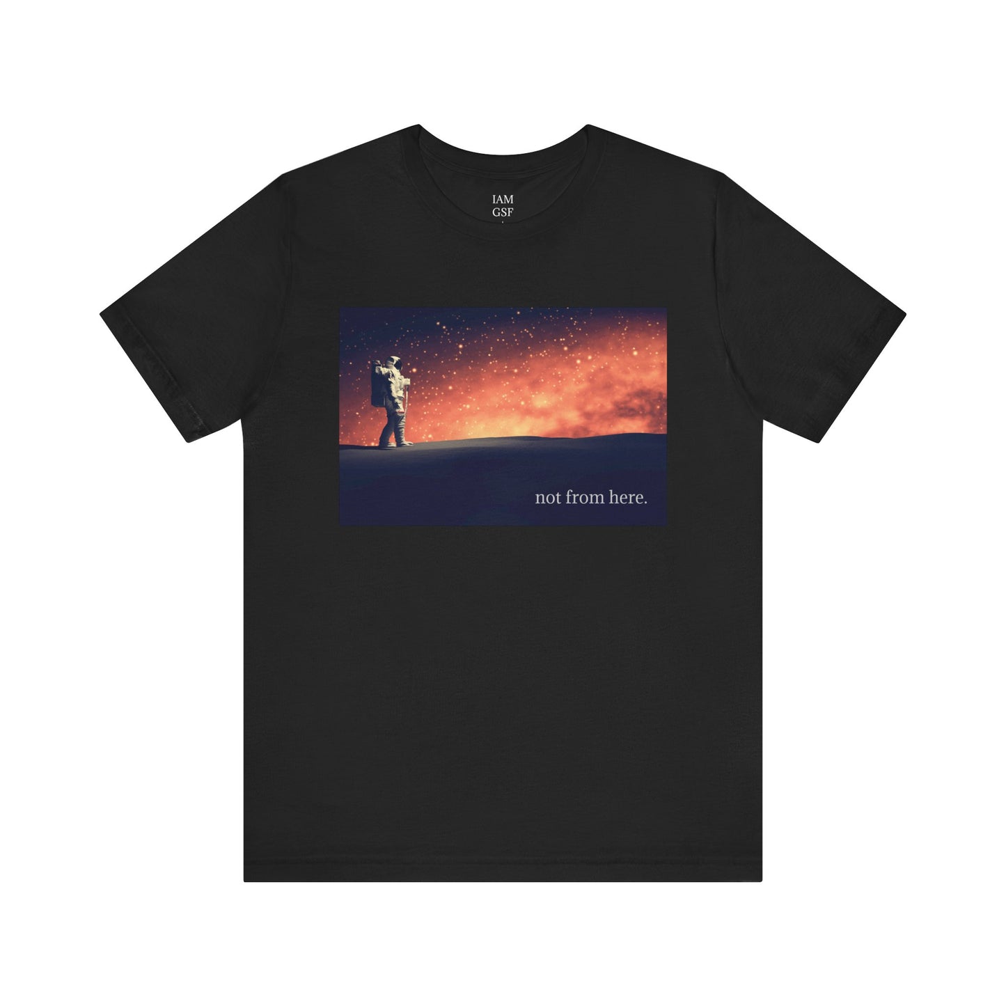 Astronaut Walking - "Not From Here" - Multi-Colors Unisex T-shirt