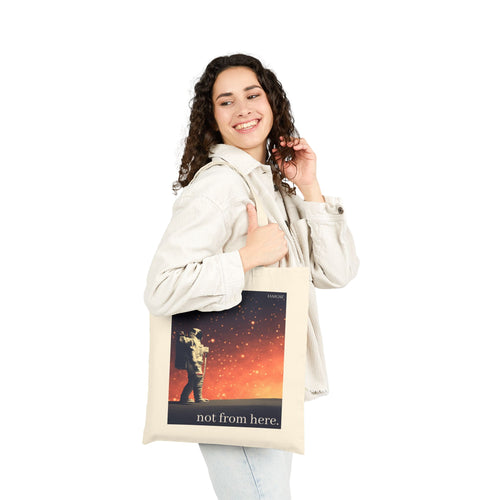 "Not from Here" Astronaut Walking on Another Planet - Galactic Outer Space Tote Bag