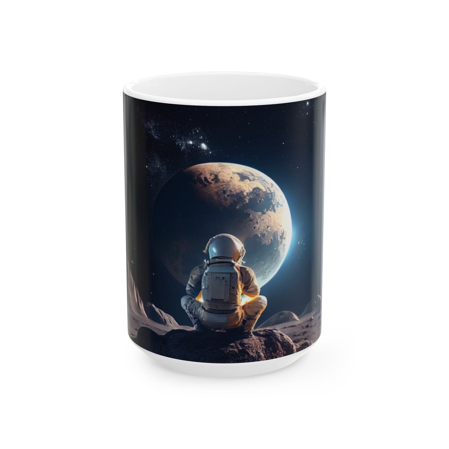 Astronaut Gazing - "Not From Here" - Ceramic Mug, (11oz, 15oz)