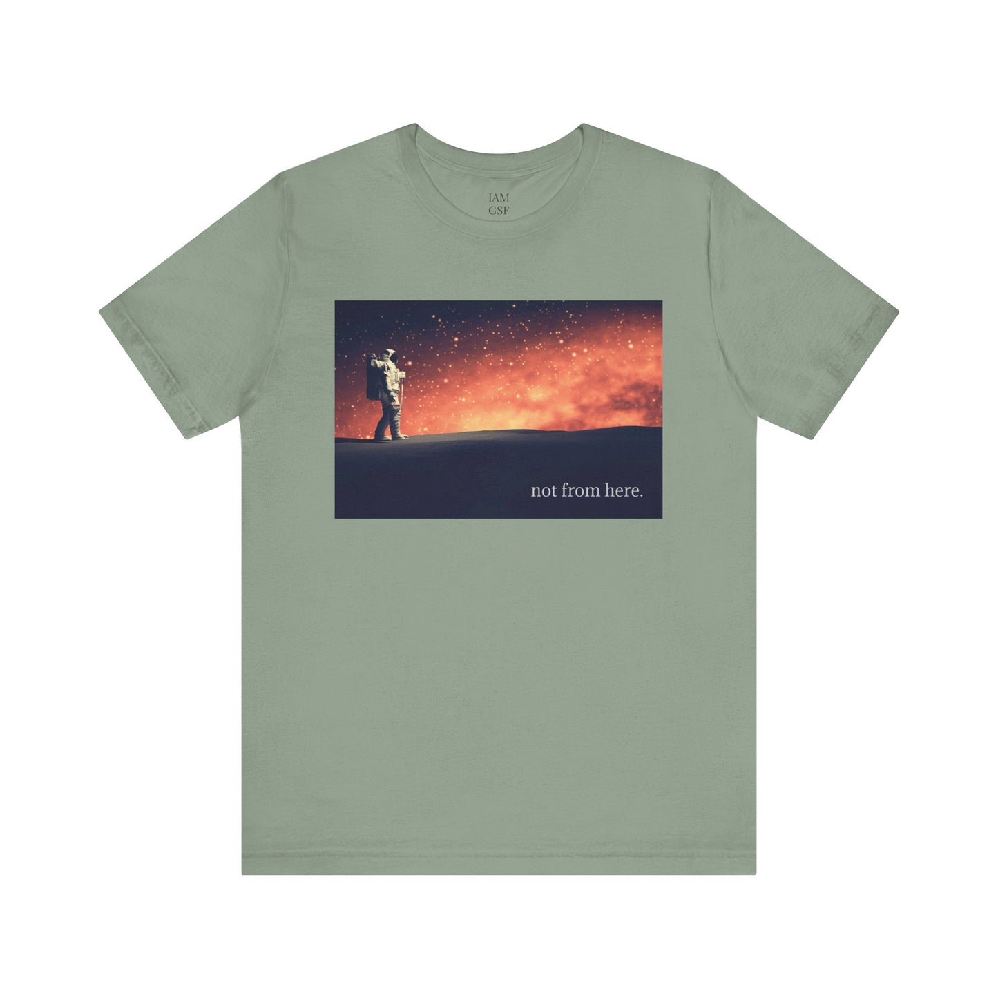 Astronaut Walking - "Not From Here" - Multi-Colors Unisex T-shirt