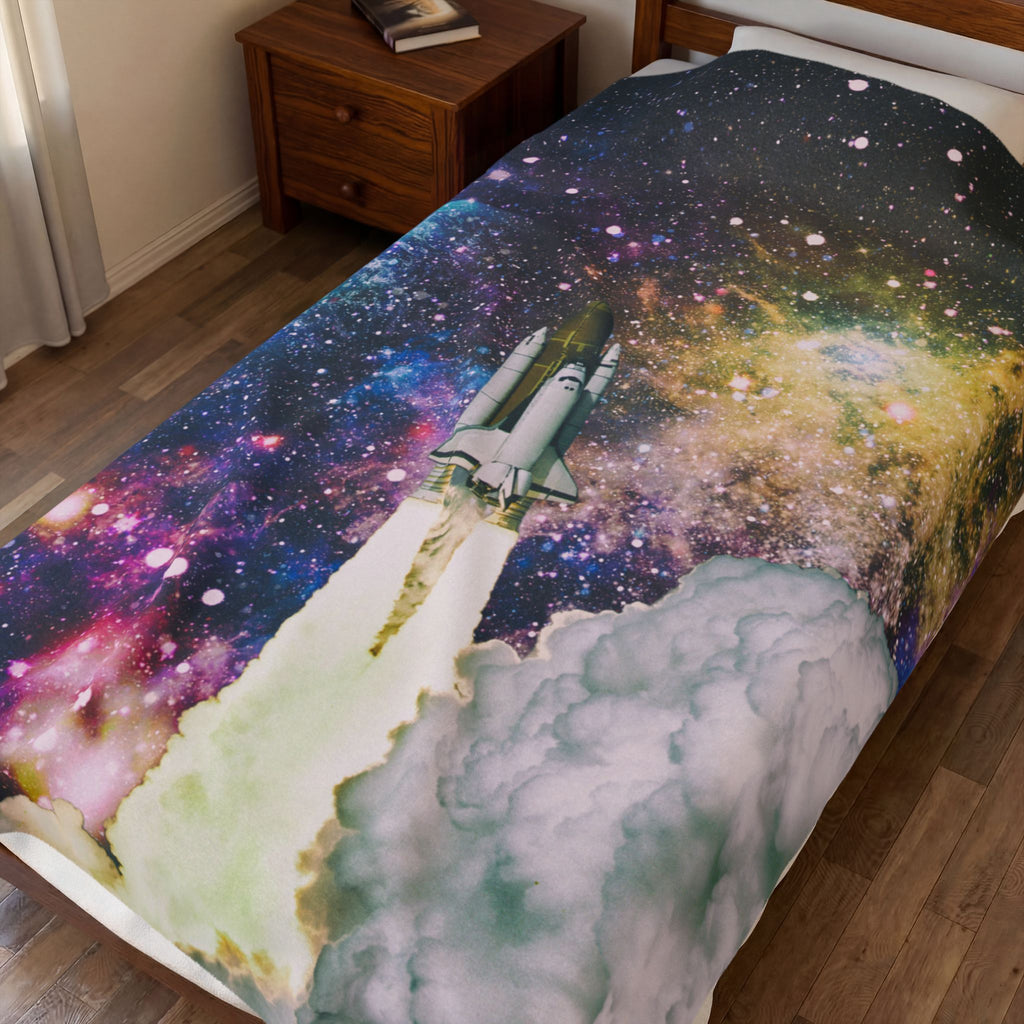 Cosmic Rocketship Launch- Galactic Outer Space Blanket