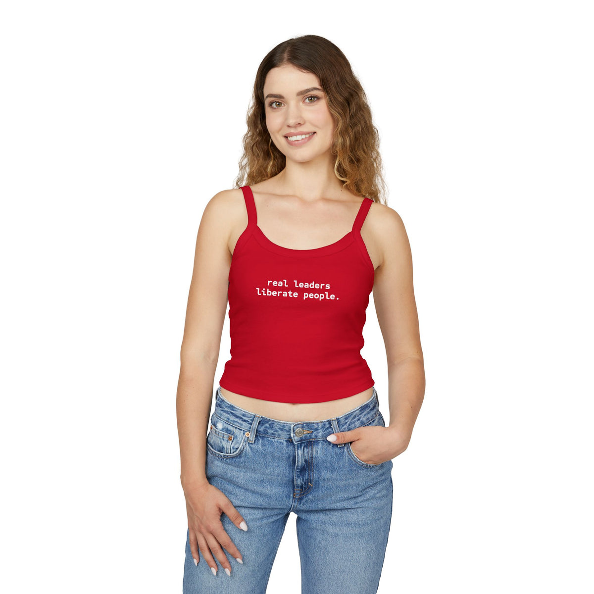 Real Leaders Liberate People - Spaghetti Tank Crop Top