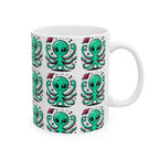 Cute Alien Pattern - White Ceramic Mug, (11oz, 15oz)