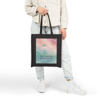 "Visiting Other Worlds" UFO Dreamscape Tote Bag - Cosmic Pastel Canvas Shopper