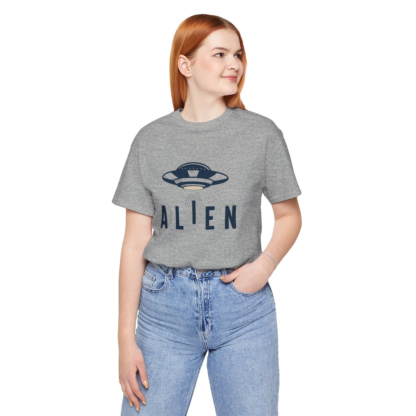 Alien with UFO - Multi-Colors Unisex T-Shirt