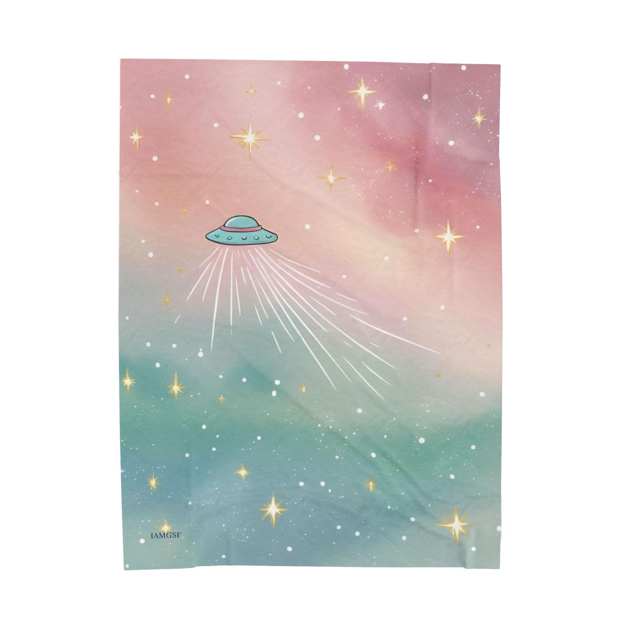 Galaxy UFO Velveteen Plush Blanket - Pastel Starry Night Throw