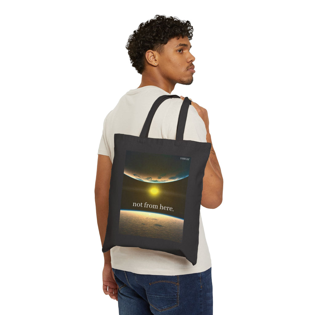 "Not from Here" Sun, Moon and Earth -  Galactic Outer Space Tote Bag