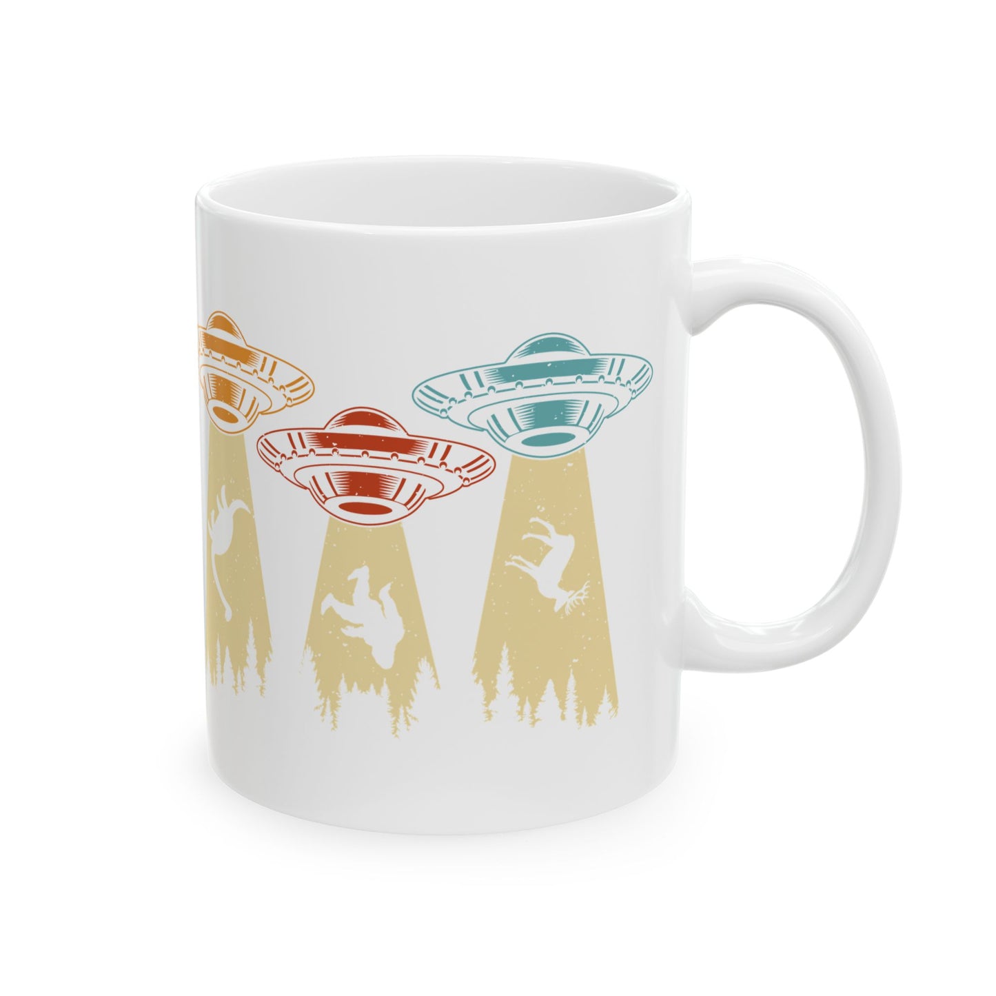 Beam Me Up - UFO's - White Ceramic Mug, (11oz, 15oz)