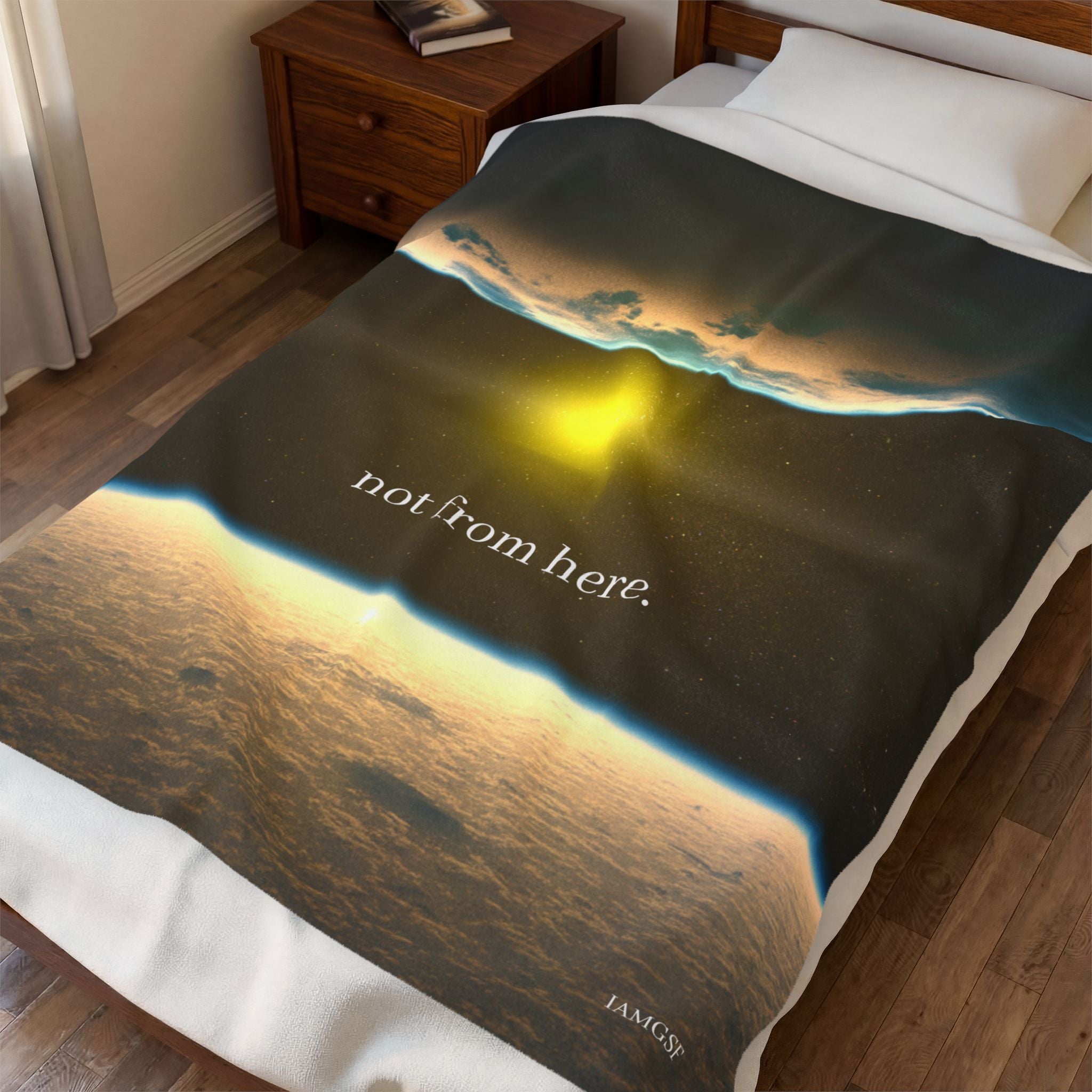 "Not From Here" Sun, Moon & Earth - Galactic Outer Space Blanket