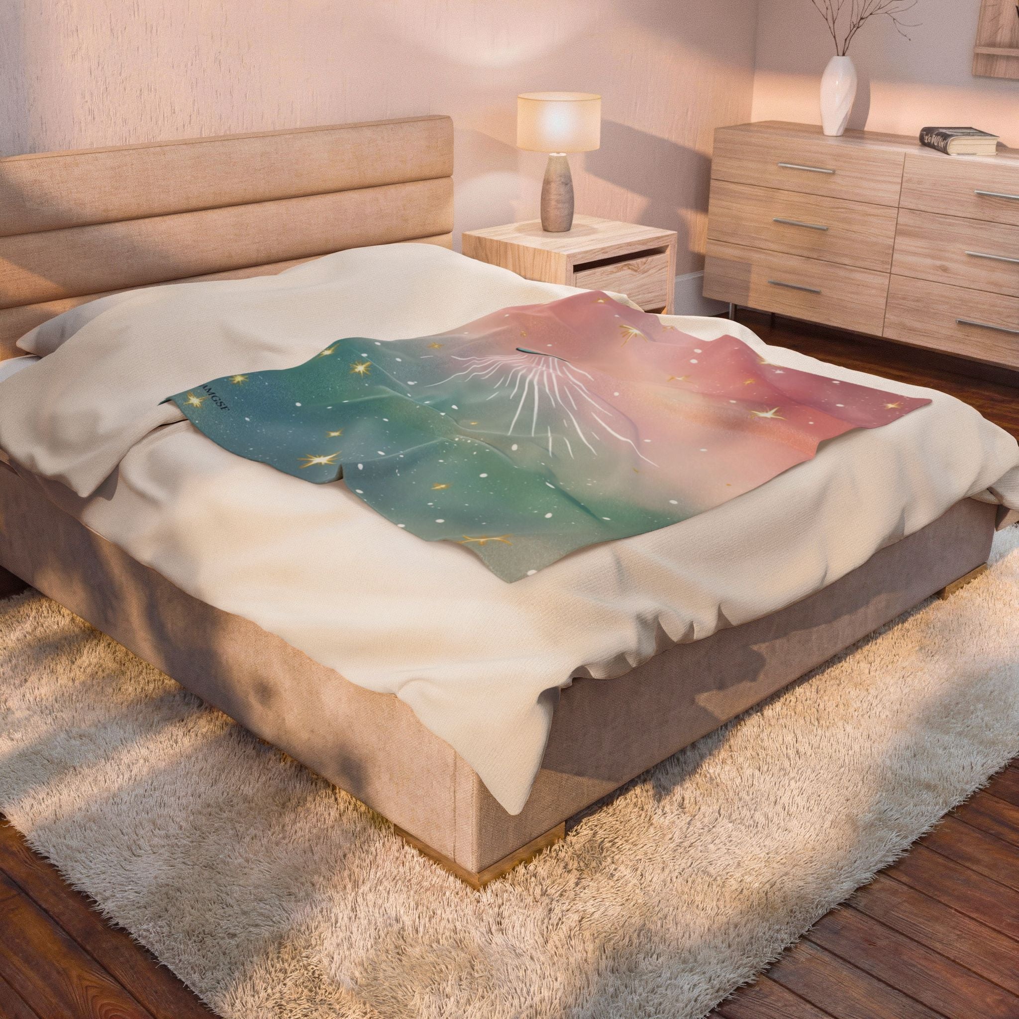 Galaxy UFO Velveteen Plush Blanket - Pastel Starry Night Throw