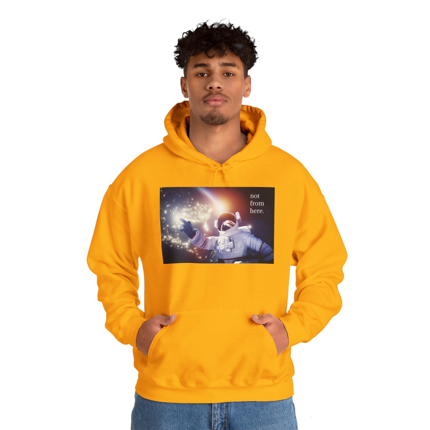 Astronaut Floating - "Not From Here" - Multi-Colors Unisex Hoodie