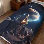 Contemplative Astronaut Gazing at Earth - Galactic Outer Space Blanket
