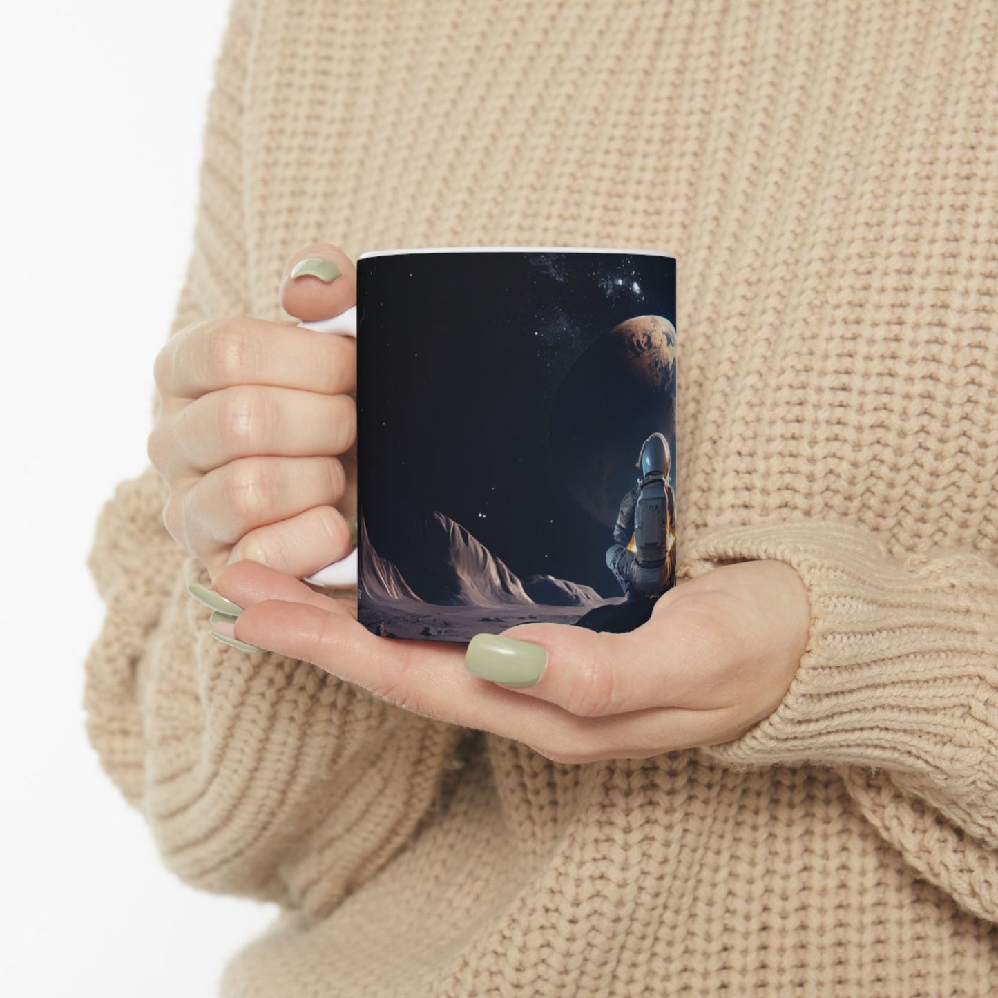 Astronaut Gazing - "Not From Here" - Ceramic Mug, (11oz, 15oz)