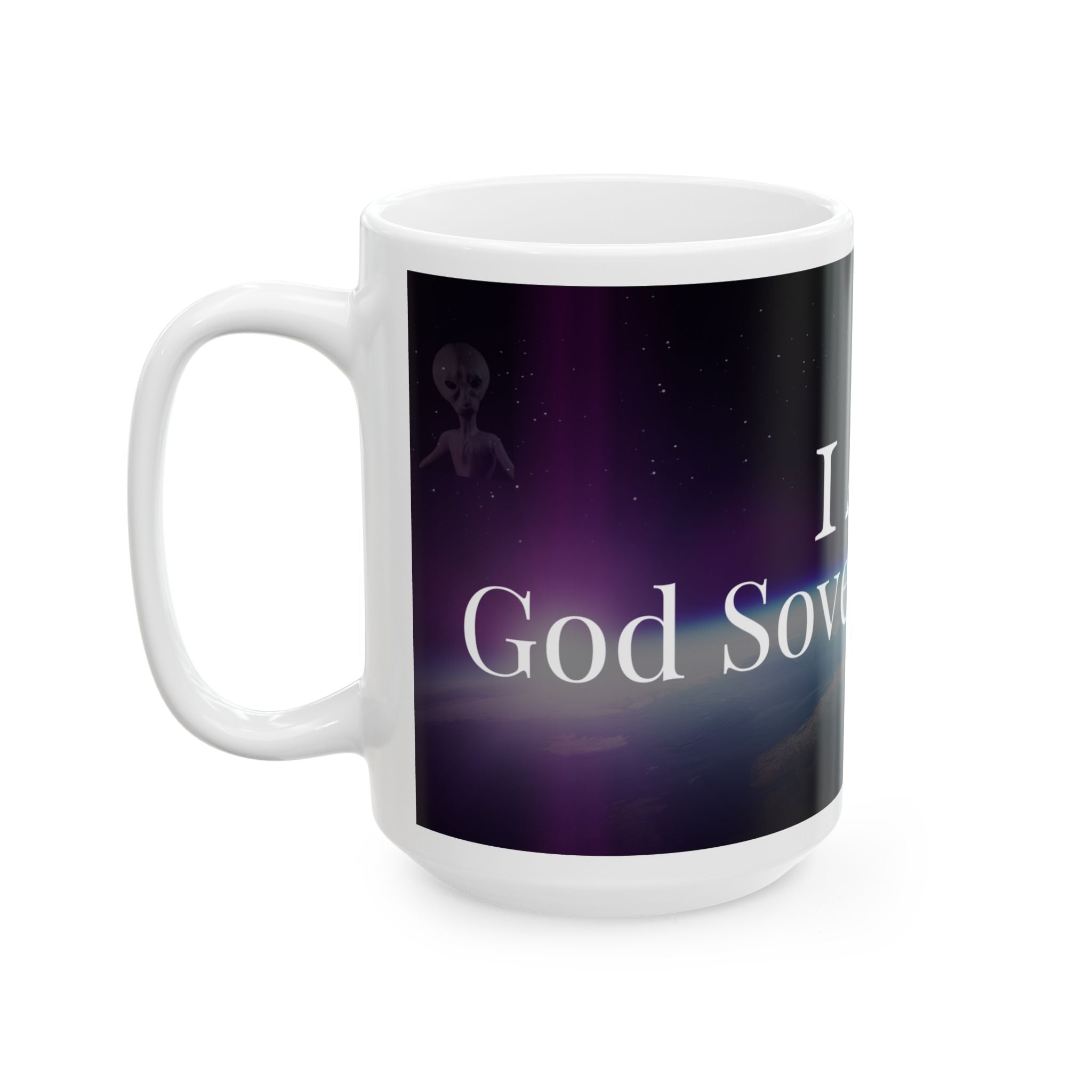 I Am God, Sovereign, Free - Script Ceramic Mug, (11oz, 15oz)