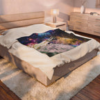 "Not From Here" Rocketship Launch - Galactic Outer Space Blanket