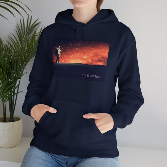 Astronaut Walking - "Not From Here" - Multi-Colors Unisex Hoodie